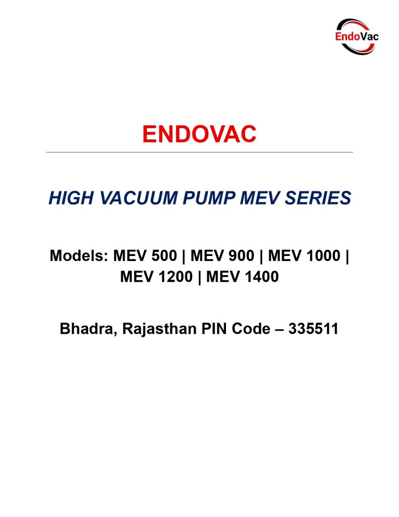 Endovac high vacuum Pump Series pump